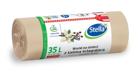 Worki na śmieci z taśmą ściągającą – zapach VANILLA LATTE 35L 15szt